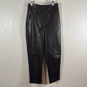 Aritzia Wilfred Black Vegan Leather Straight Leg Pant Size 4